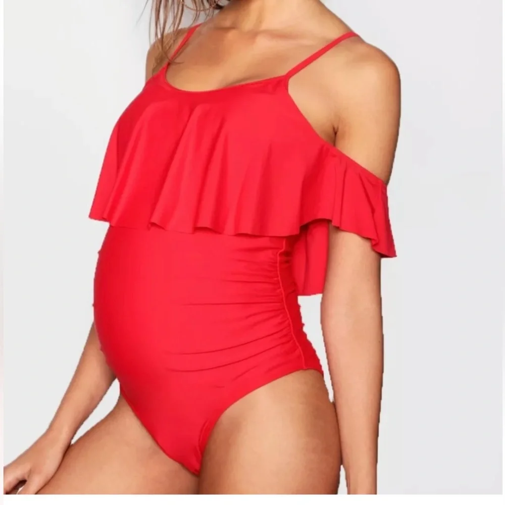 Boohoo Drape Sleeve Maternity swimsuit‎